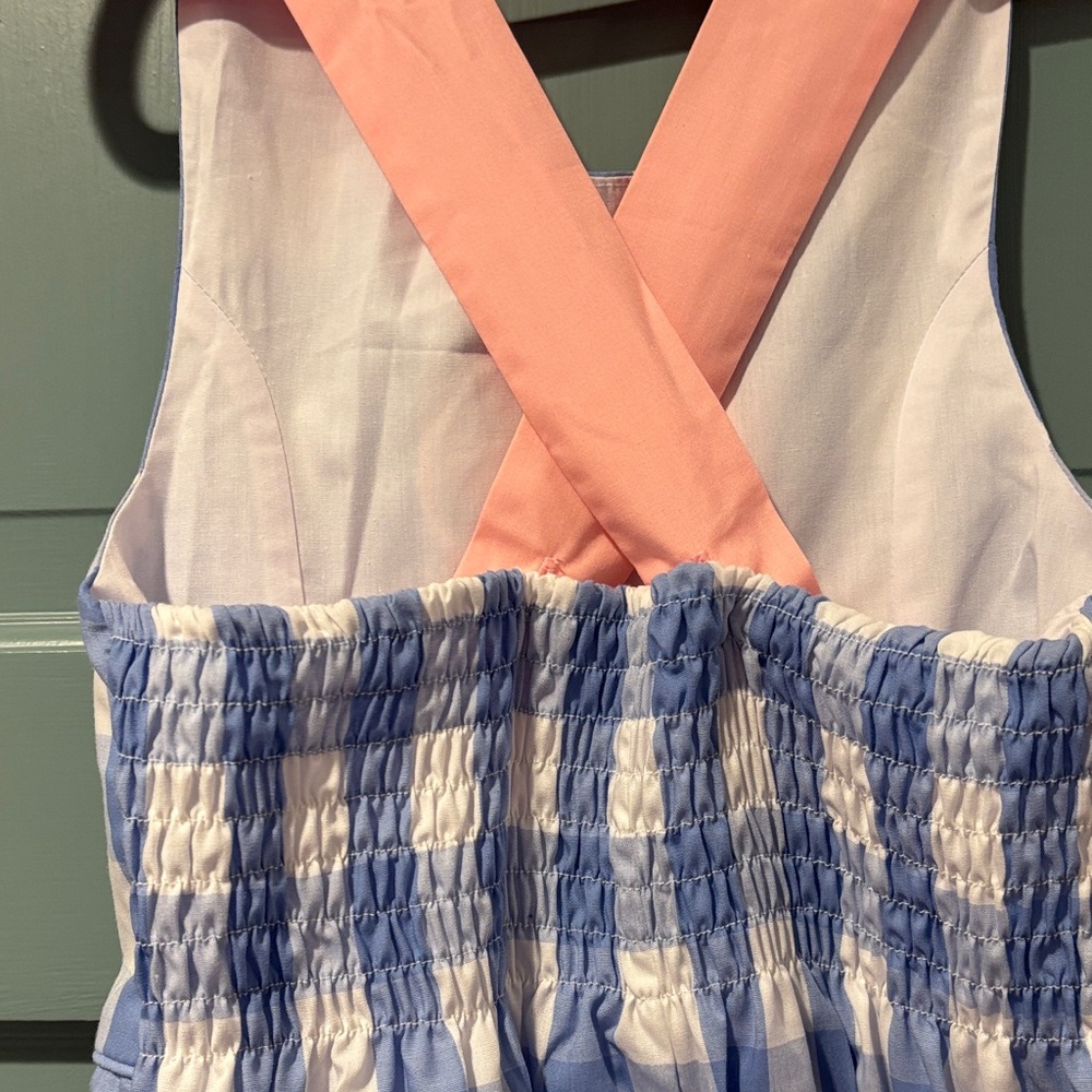 NWT Beaufort Bonnet Blue and Pink Checkered Kids Romper Size 6 - Picture 5 of 9